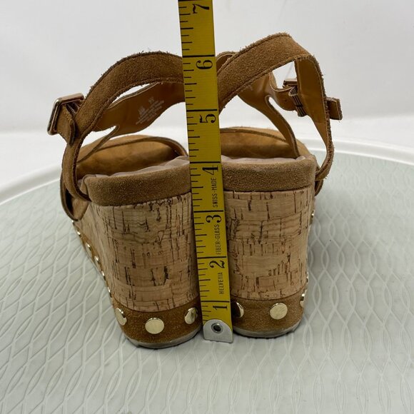 Bleecker & Bond Rosa Platform Wedge Sandal Size 6 Open Toe Buckle Strap Studded - Picture 5 of 11